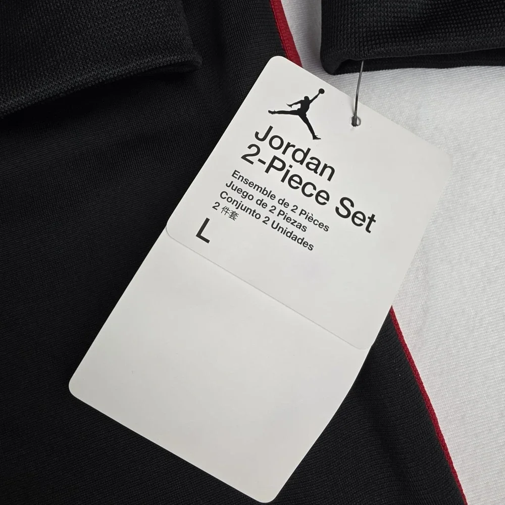 Nike Air Jordan Boys 2-Piece Tracksuit Jacket Pants Set Black Red Jumpman Large